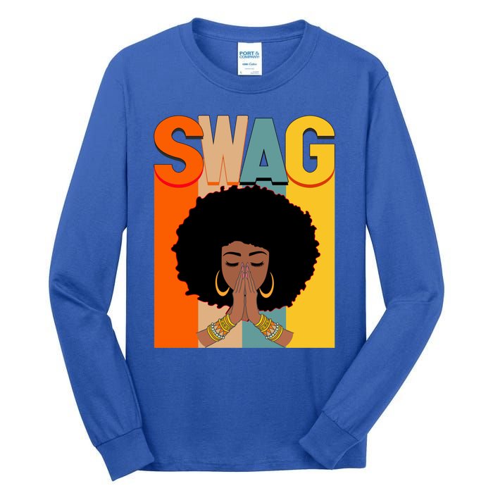 Swag Vintage Melanin Afro Queen Black History Month Gift Tall Long Sleeve T-Shirt