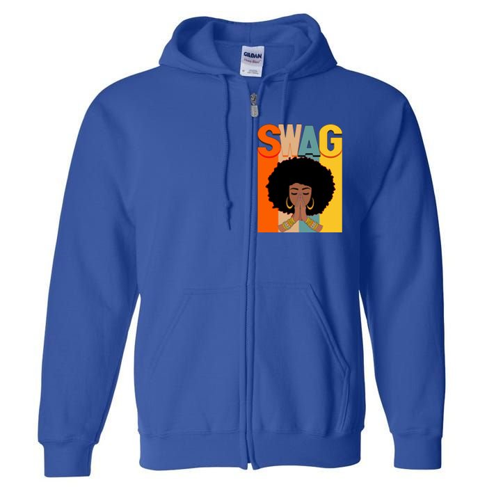 Swag Vintage Melanin Afro Queen Black History Month Gift Full Zip Hoodie