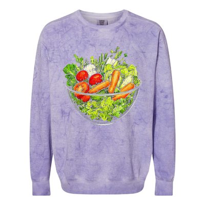 Saladkit Vegetable Motif Illustration Salad Kit Colorblast Crewneck Sweatshirt