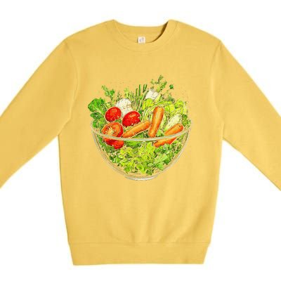 Saladkit Vegetable Motif Illustration Salad Kit Premium Crewneck Sweatshirt