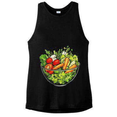 Saladkit Vegetable Motif Illustration Salad Kit Ladies PosiCharge Tri-Blend Wicking Tank