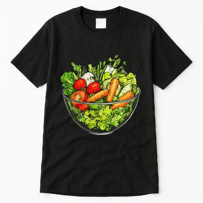 Saladkit Vegetable Motif Illustration Salad Kit Tall T-Shirt