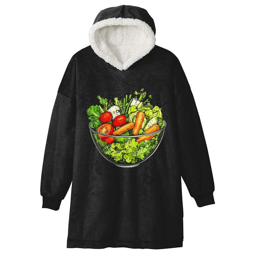 Saladkit Vegetable Motif Illustration Salad Kit Hooded Wearable Blanket