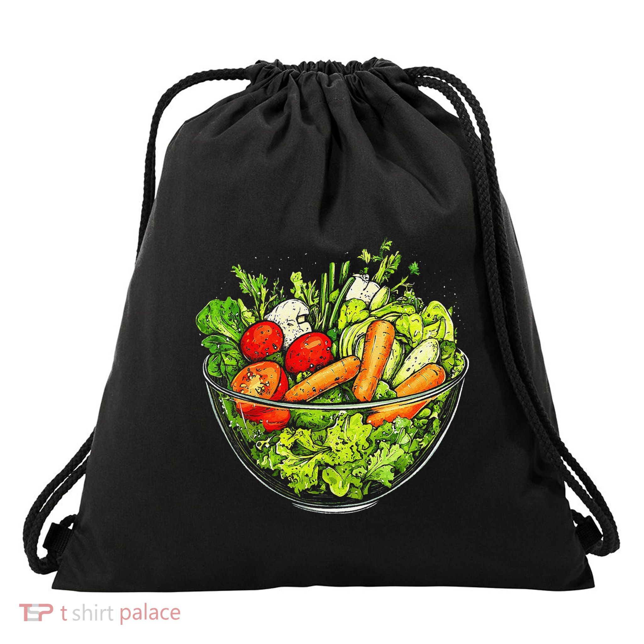 Saladkit Vegetable Motif Illustration Salad Kit Drawstring Bag