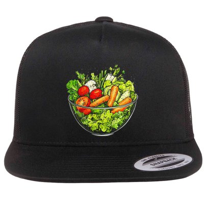 Saladkit Vegetable Motif Illustration Salad Kit Flatbill Hat