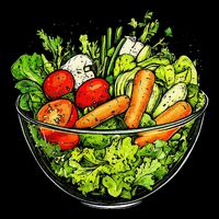 Saladkit Vegetable Motif Illustration Salad Kit 16 in Basic Backpack