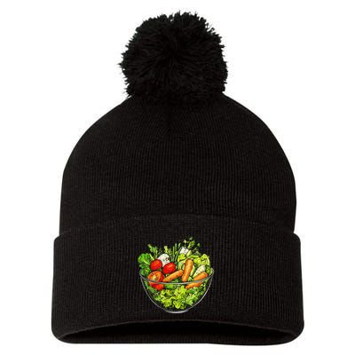 Saladkit Vegetable Motif Illustration Salad Kit Pom Pom 12in Knit Beanie