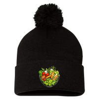 Saladkit Vegetable Motif Illustration Salad Kit Pom Pom 12in Knit Beanie