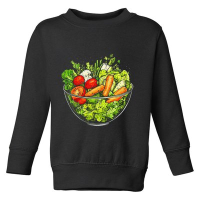 Saladkit Vegetable Motif Illustration Salad Kit Toddler Sweatshirt