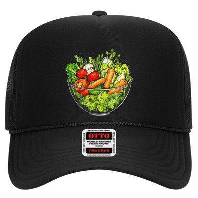 Saladkit Vegetable Motif Illustration Salad Kit Trucker Hat