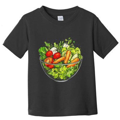 Saladkit Vegetable Motif Illustration Salad Kit Toddler T-Shirt