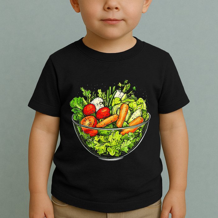 Saladkit Vegetable Motif Illustration Salad Kit Toddler T-Shirt