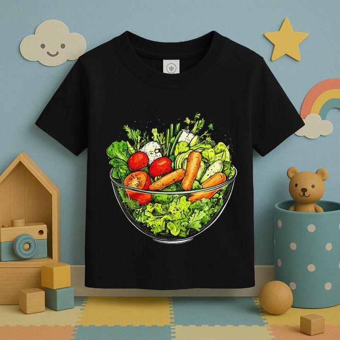 Saladkit Vegetable Motif Illustration Salad Kit Toddler T-Shirt