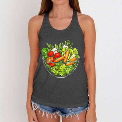 Saladkit Vegetable Motif Illustration Salad Kit Women's Knotted Racerback Tank