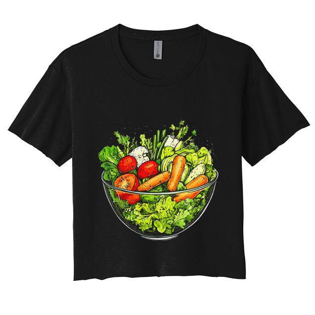 Saladkit Vegetable Motif Illustration Salad Kit Crop Top