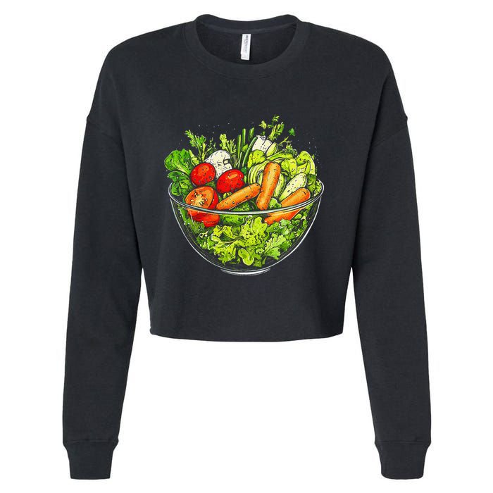Saladkit Vegetable Motif Illustration Salad Kit Cropped Pullover Crew