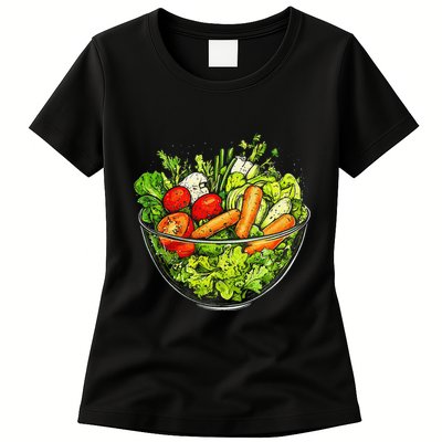 Saladkit Vegetable Motif Illustration Salad Kit Womens T-Shirt