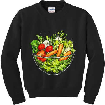 Saladkit Vegetable Motif Illustration Salad Kit Kids Sweatshirt