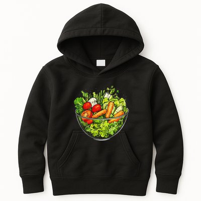 Saladkit Vegetable Motif Illustration Salad Kit Kids Hoodie