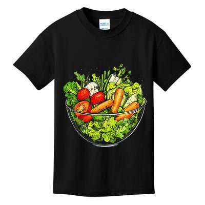 Saladkit Vegetable Motif Illustration Salad Kit Kids T-Shirt