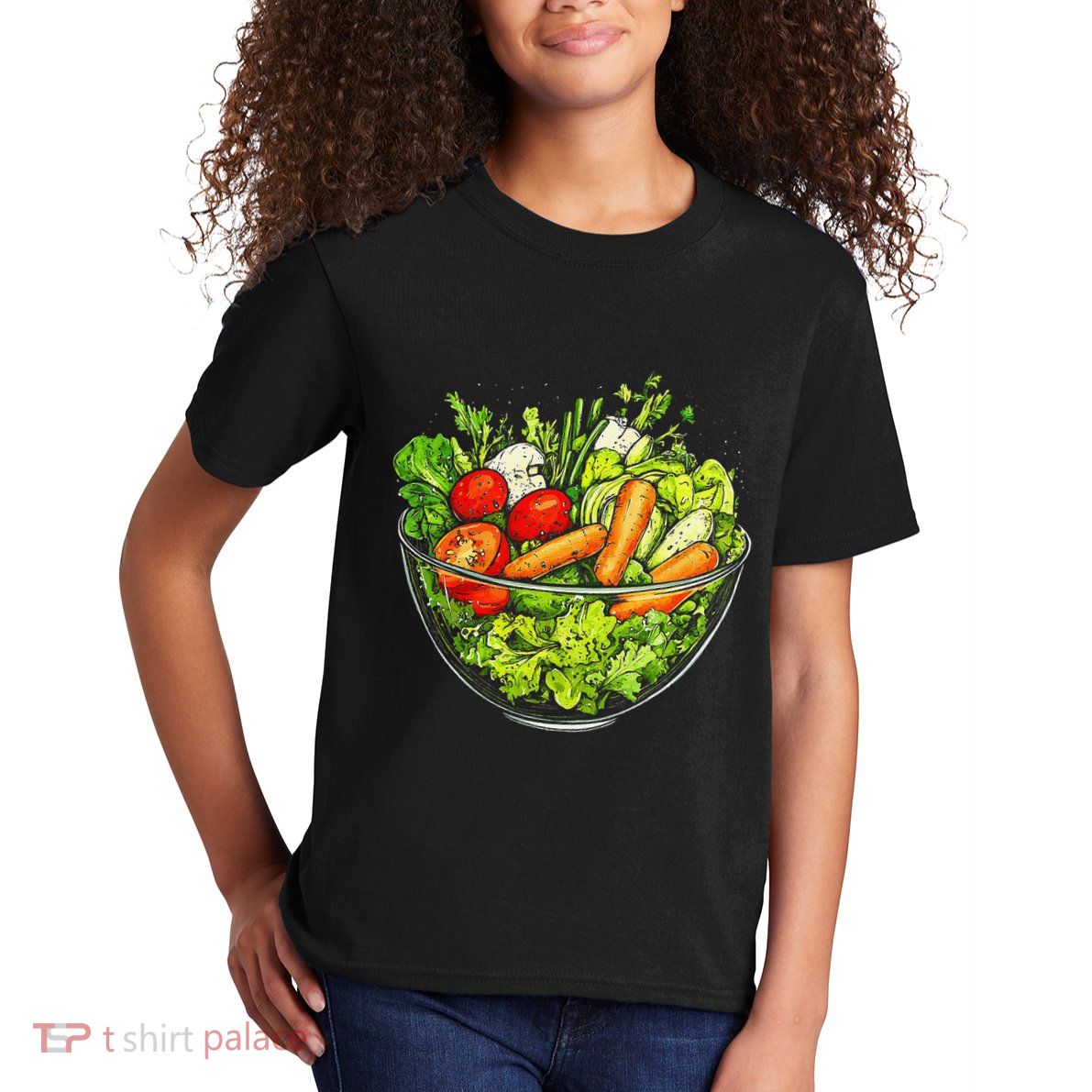 Saladkit Vegetable Motif Illustration Salad Kit Kids T-Shirt