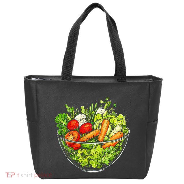 Saladkit Vegetable Motif Illustration Salad Kit Zip Tote Bag