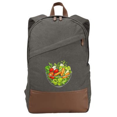 Saladkit Vegetable Motif Illustration Salad Kit Cotton Canvas Backpack