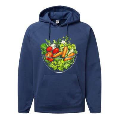 Saladkit Vegetable Motif Illustration Salad Kit Performance Fleece Hoodie