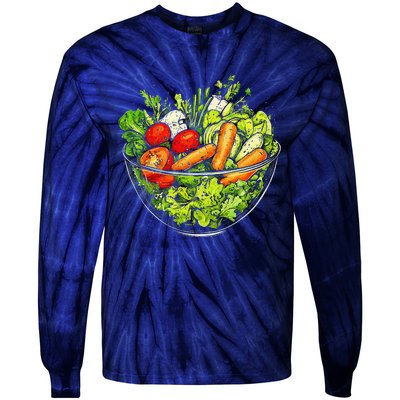 Saladkit Vegetable Motif Illustration Salad Kit Tie-Dye Long Sleeve Shirt