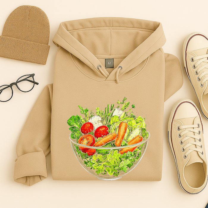 Saladkit Vegetable Motif Illustration Salad Kit Hoodie