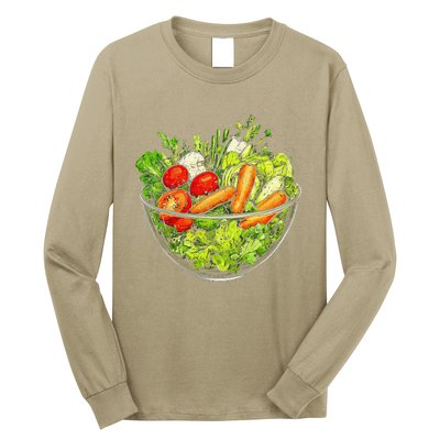 Saladkit Vegetable Motif Illustration Salad Kit Long Sleeve Shirt