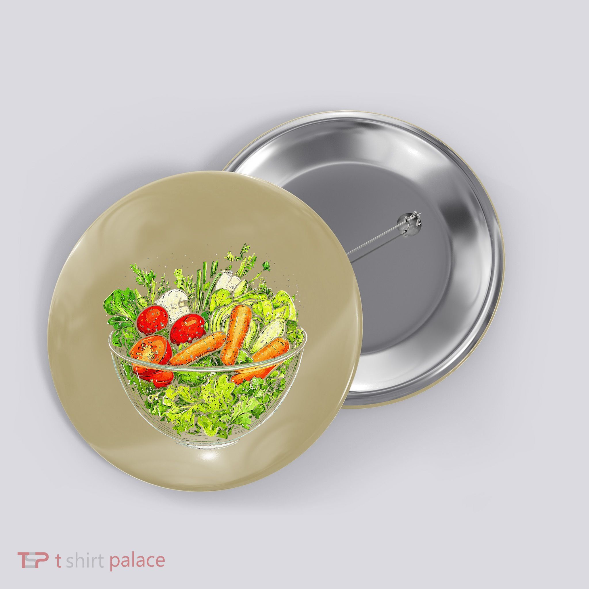 Saladkit Vegetable Motif Illustration Salad Kit Button