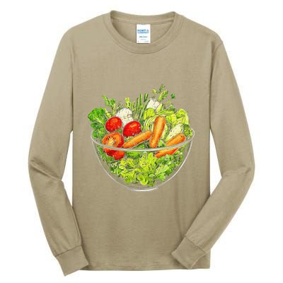Saladkit Vegetable Motif Illustration Salad Kit Tall Long Sleeve T-Shirt