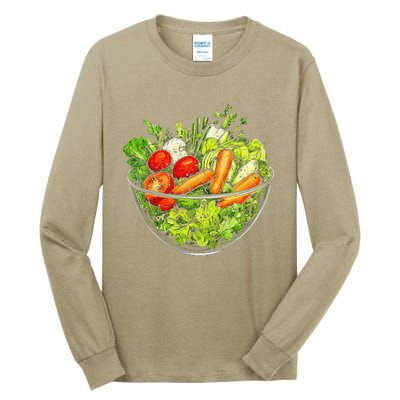 Saladkit Vegetable Motif Illustration Salad Kit Tall Long Sleeve T-Shirt