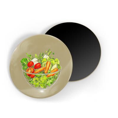 Saladkit Vegetable Motif Illustration Salad Kit Magnet