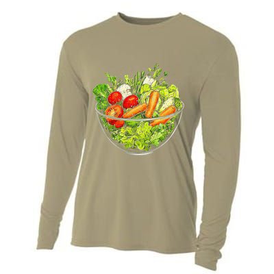 Saladkit Vegetable Motif Illustration Salad Kit Cooling Performance Long Sleeve Crew