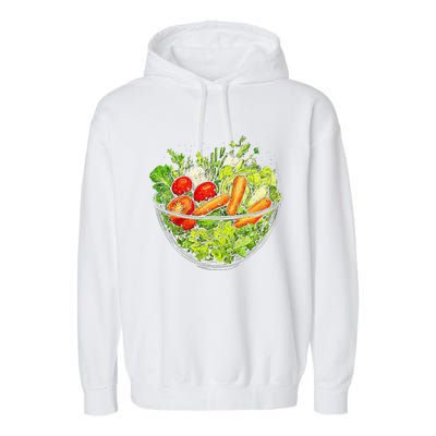 Saladkit Vegetable Motif Illustration Salad Kit Garment-Dyed Fleece Hoodie