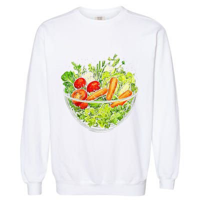 Saladkit Vegetable Motif Illustration Salad Kit Garment-Dyed Sweatshirt