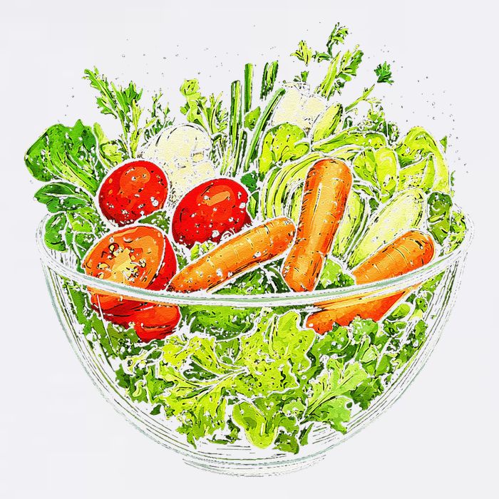 Saladkit Vegetable Motif Illustration Salad Kit Garment-Dyed Sweatshirt