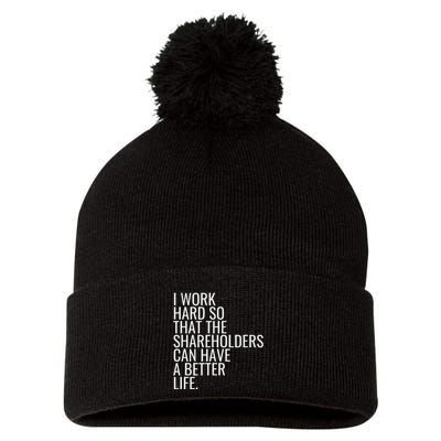 Shareholder Value Myth Funny Socialist Shareholder Activism Pom Pom 12in Knit Beanie