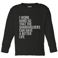 Shareholder Value Myth Funny Socialist Shareholder Activism Toddler Long Sleeve Shirt
