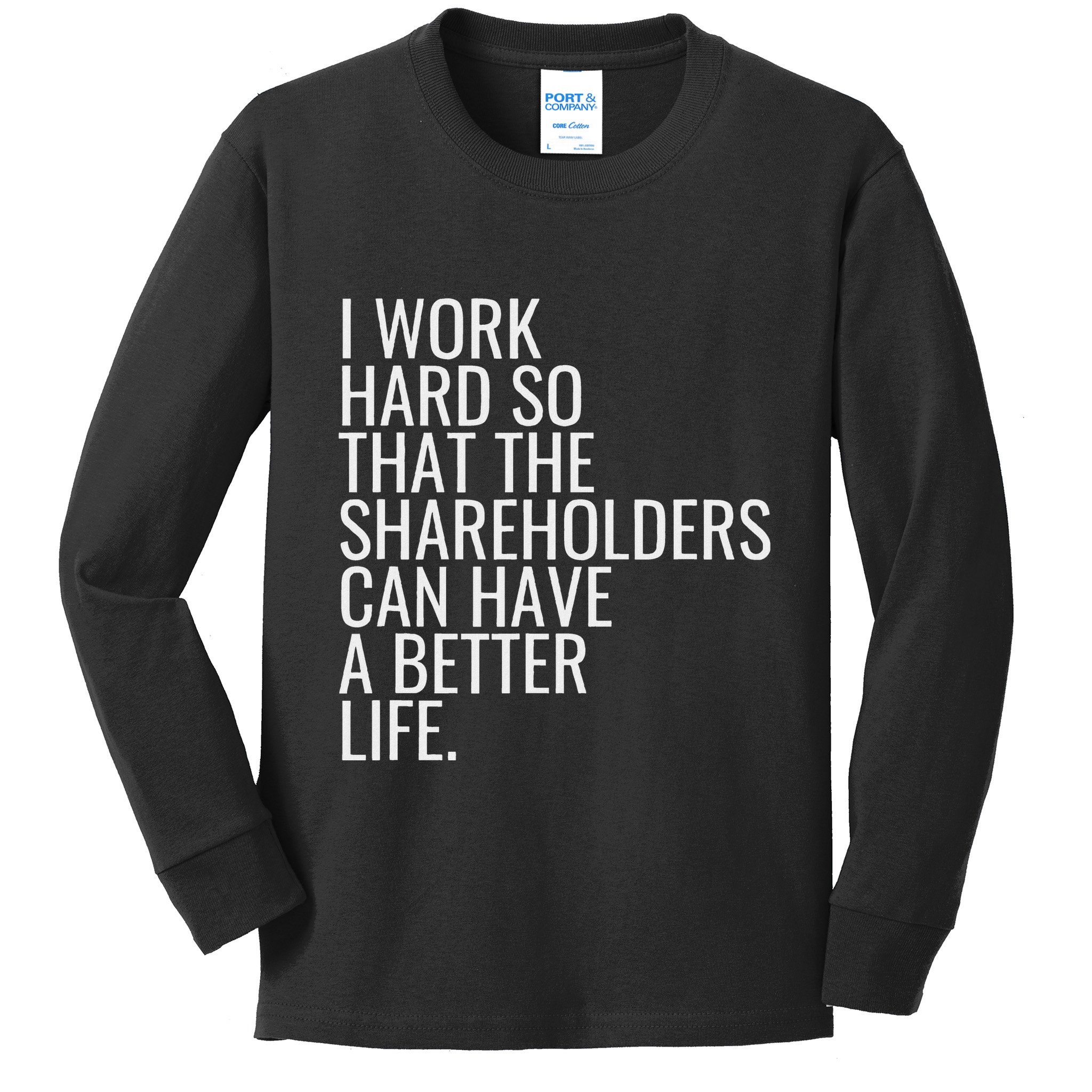 Shareholder Value Myth Funny Socialist Shareholder Activism Kids Long Sleeve Shirt