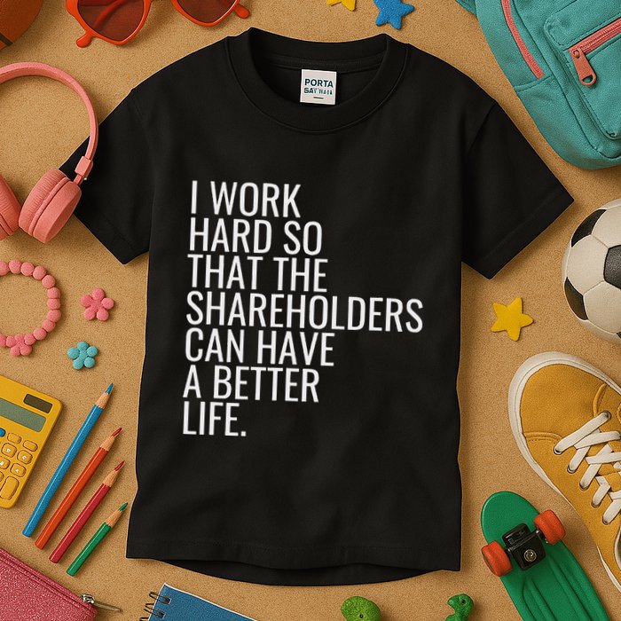 Shareholder Value Myth Funny Socialist Shareholder Activism Kids T-Shirt