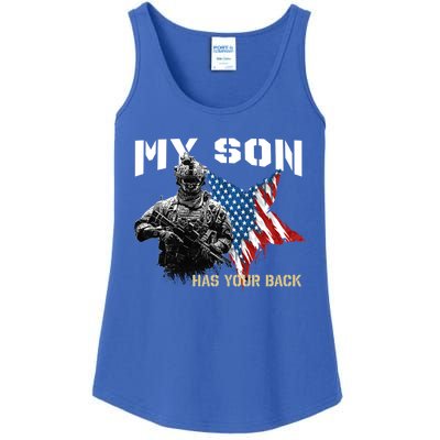 Soldier Veteran My Son Has Your Back Gift Ladies Essential Tank