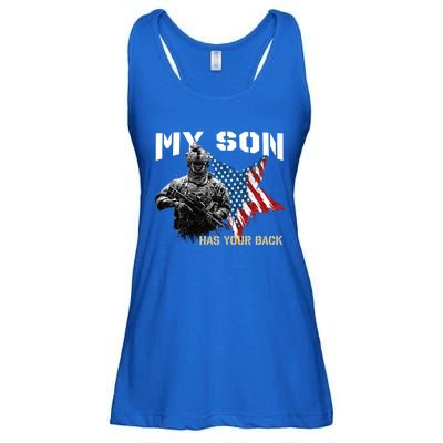 Soldier Veteran My Son Has Your Back Gift Ladies Essential Flowy Tank