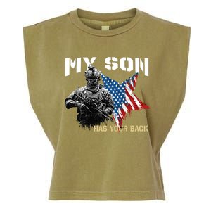 Soldier Veteran My Son Has Your Back Gift Garment-Dyed Women's Muscle Tee