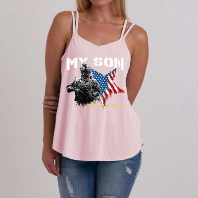 Soldier Veteran My Son Has Your Back Gift Women's Strappy Tank