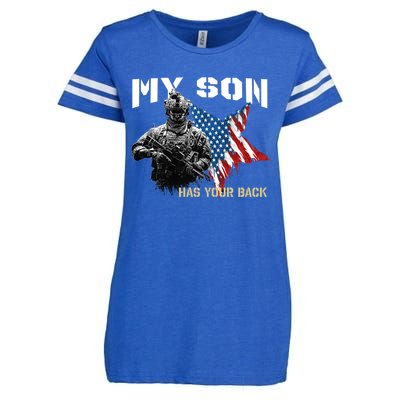 Soldier Veteran My Son Has Your Back Gift Enza Ladies Jersey Football T-Shirt