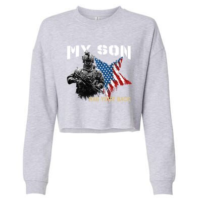 Soldier Veteran My Son Has Your Back Gift Cropped Pullover Crew