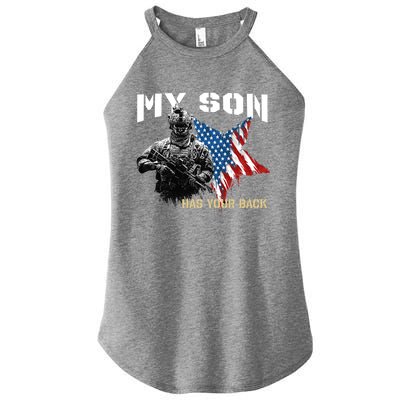 Soldier Veteran My Son Has Your Back Gift Women's Perfect Tri Rocker Tank